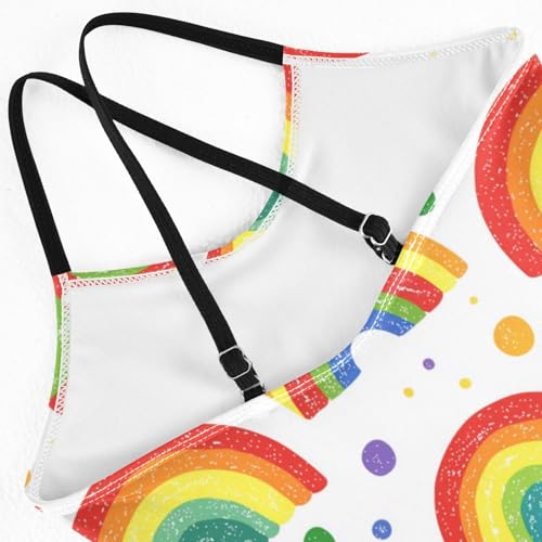 Rainbow Polka Dots Girls Swimsuit One Piece Bathing Suit for Baby Girls' Swimwear 3T4