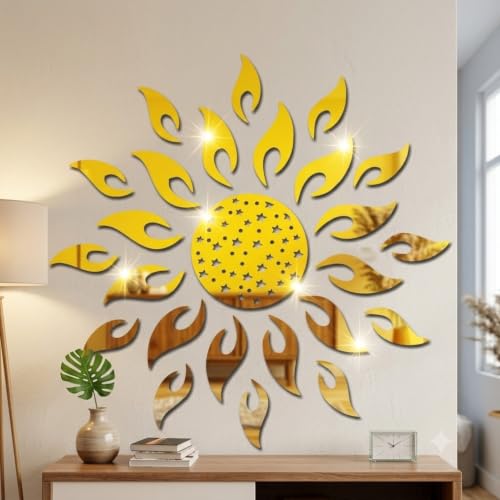 Image of Bikri Kendra - Sun Multi Color Mirror Wall Stickers (Gold mSun5)