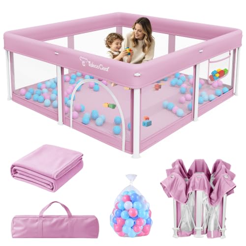 Image of TOREVSIOR Foldable Baby Playpen with Mat, 50 inchx50 inch Collapsible Playpen for Babies and Toddlers, Indoor & Outdoor Kids Safety Play Pen, Portable Play Yard, Foldable Baby Play Pen with 50 Ocean Balls