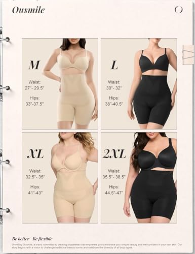 Ousmile Shapewear Tummy Control High Waist Shapewear for Women Girdle Thigh Slimmer & Seamless Shapewear Shorts Nude - Thumbnail 6