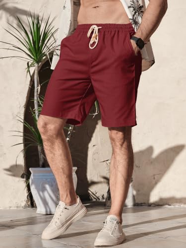 Image of Comdecevis Men's Cotton Linen Casual Shorts