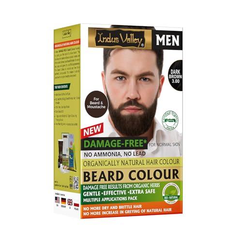 Image of INDUS VALLEY Natural Damage Free Beard Hair Color,Dark Brown - 78ml + 8g