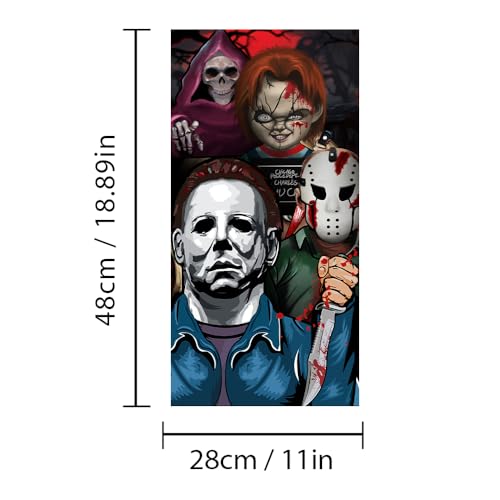 Image of 1 Pair Halloween Cars Body Horror Sticker, Halloween Car Center Pillar Decals,Classic Movie Characters Peeking Decal Michael Scary Child Vinyl Stickers 11in*18.89in (Horror Child Group)