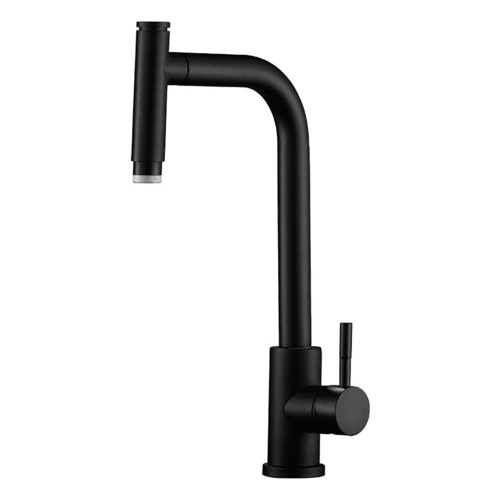 Robinet de cuisine noir avec pulv&eacute;risateur r&eacute;tractable pour grand &eacute;vier double