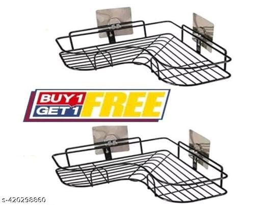 (Pack of 2) Multipurpose Self-Adhesive Kitchen Bathroom Corner Rack and Stands Mounted with Strong Magic Sticker Durable Hook Home Essentials/LCORNER/Bathroom Corner 2PIS 2