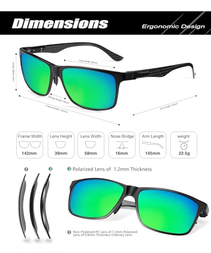 Image of ANYLUV Polarized Sunglasses for Men Rectangular Classic Al-Mg Metal Frame Sun Glasses Mens Sunglasses with UV Protection