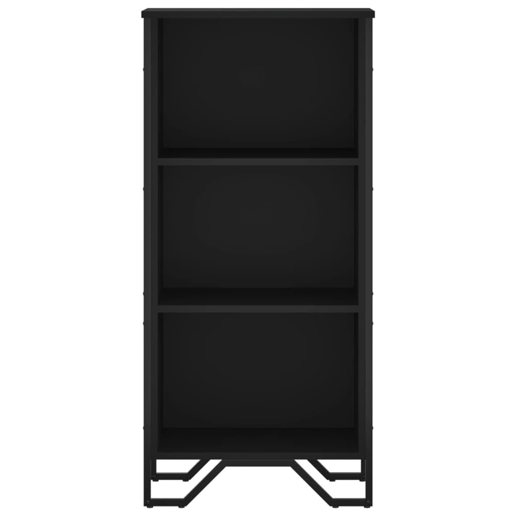 Estantería negra moderna de 50 x 31 x 106 cm de madera con 3 compartimentos y patas de metal estable y duradera para salón, oficina y pasillo