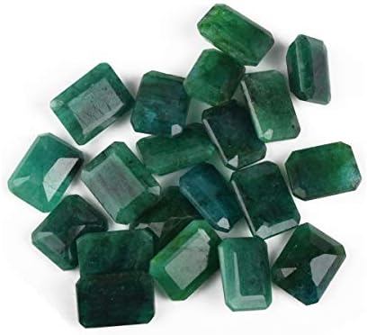 GEMHUB Zambian A+ Grade Green Emerald Approx 200 Ct. Set of Fine 20 Pieces Natural Green Emerald Loose Gemstones Beads