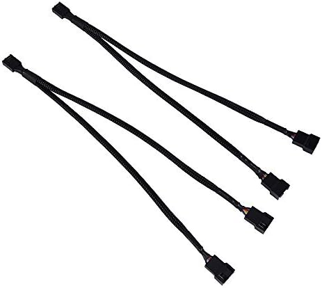 Sleeved PWM Fan Cable 1 to 2 Converter, 2 Pack, Black