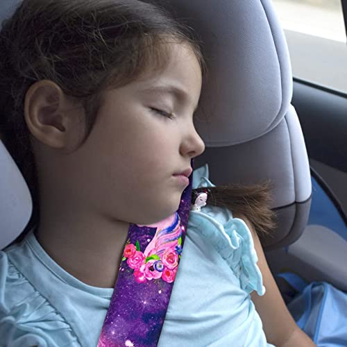 Bienbee Car Seat Belt Covers For Kids 2 Packs Seat Belt Cushion Unicorn Car Seat Straps Covers Cute Seatbelt Shoulder Pads Neck Shoulder Support Seat Belt Pillow For Girls Boys Purple #TOP3