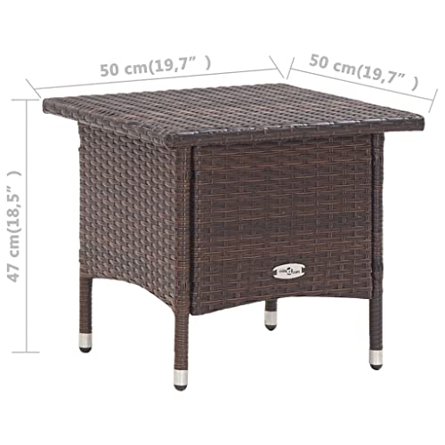 vidaXL Weather-Resistant Rustic Tea Table - Durable Outdoor Garden Patio Coffee End Couch Table in Brown Poly Rattan - Image 2