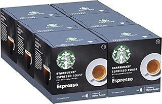 STARBUCKS Espresso Roast By Nescafe Dolce Gusto Dark Roast Coffee Pods, 12 Capsules (Pack of 6 - Total 72 Capsules, 72 Servings)