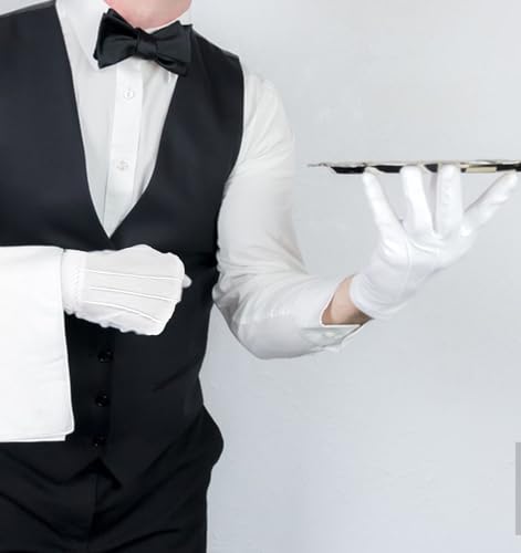 White Cotton Gloves Women, 9.45 Inch White Gloves Costume for Men, Breathable Thin Cotton, Comfortable for Spa, Lotion, Sleeping, Formal, Cosplay, Jewelry Inspection (L)4