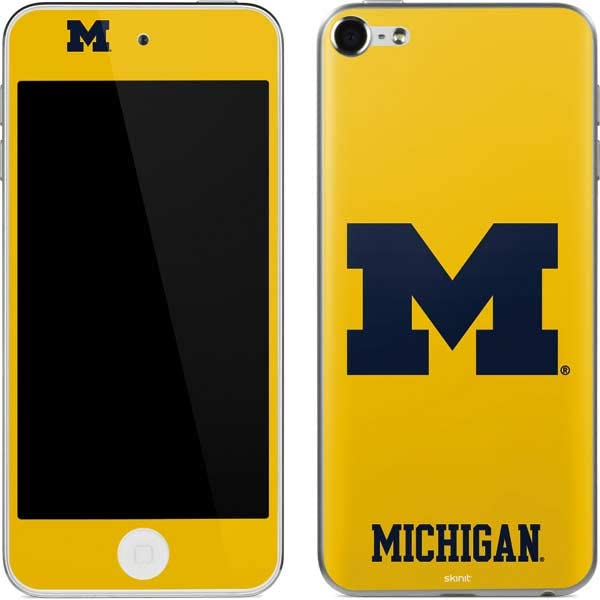 Skinit Decal MP3 Player Skin Compatible with iPod Touch (6th Gen 2015) - Officially Licensed College Michigan M Logo Yellow Design
