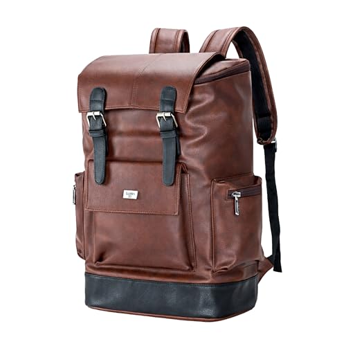 Image of LOGGIN 15.6 Inch Unisex Laptop Backpack for Men & Women | Premium Vegan Leather Water-Resistant Bag | Stylish Office, College & Travel Backpack with Anti Theft Design Multiple Pockets