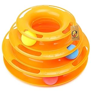 Foodie Puppies Interactive (3 Layers) Tower Track Roller with Colorful Balls for Cats and Kittens | Turntable Puzzle Toy for Mental and Physical Exercise (Color May Vary)