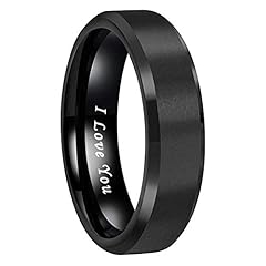 6mm Black Tungsten I Love You