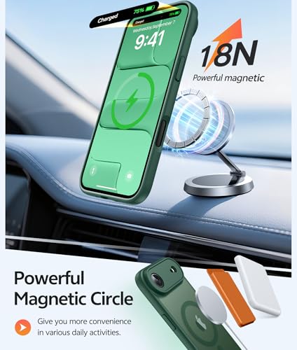 Image of FNTCASE for iPhone Air Case: [Compatible with Magsafe] Translucent Matte Cases with [Full Camera Protection] [Screen Protector] Military Grade Shockproof Protective Phone Cover - Green