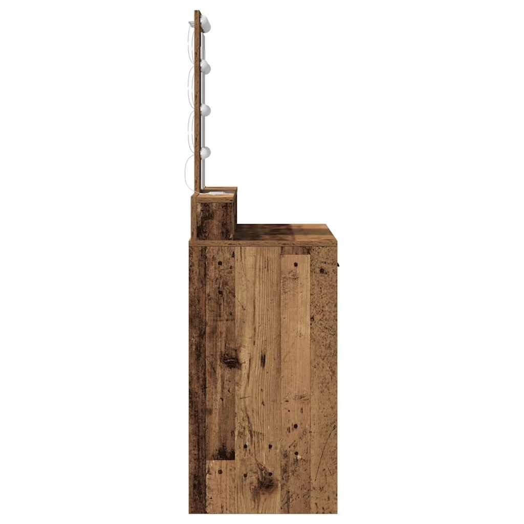 Schminktisch Braun aus Holzwerkstoff 100 x 41 x 140 cm mit LED-Spiegelbeleuchtung, USB-Anschluss, Schublade und Stauraum für Schlafzimmer, Ankleidezimmer, Makeup und Pflege