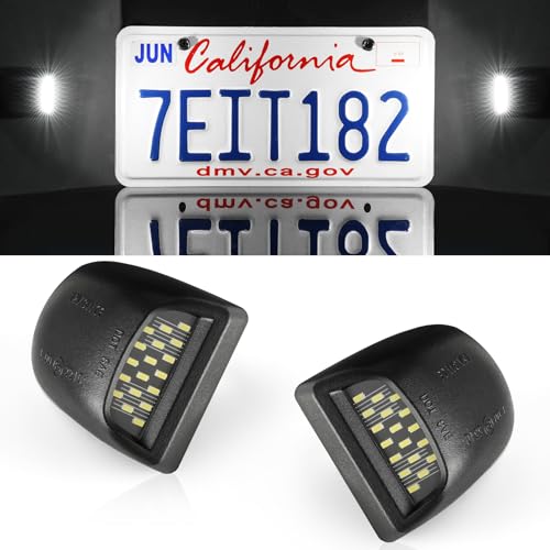 LivTee LED License Plate Light Assembly Tag Light Fits Chevy Silverado 1500 2500 3500 1999-2013 Tahoe Suburban Fits GMC Sierra Yukon XL Cadillac Escalade Car Accessories Xenon White(6000K)