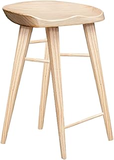バースツール モダンなシンプル ソリッド ウッド ハイ スツール 人間工学に基づいたデザイン キッチン ブレックファースト スツール バー カウンター ベアリング 重量 150kg 高 55/65/75cm (カラー : ウッドカラー、サイズ : 55cm (21.6"))