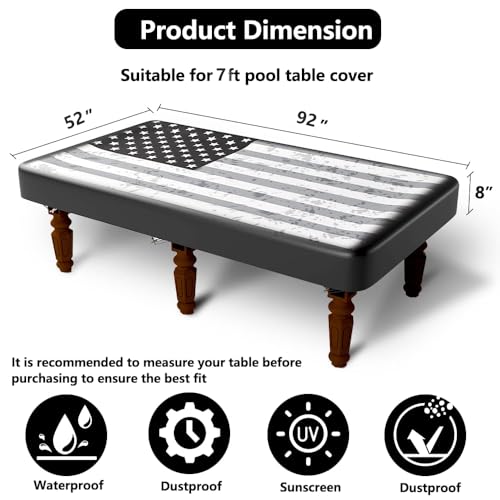 Pool Table Cover 7ft,Billiard Table Covers Waterproof Custom Tablecloth Dust Cloth,Indoor/Outdoor Billiards Topper Accessories for Protecting Felt Scratch-Resistant for para Bar,Billiard Room (7ft)
