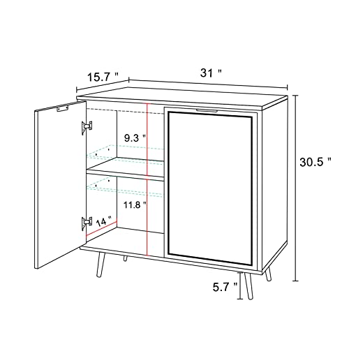 Anmytek Black Storage Cabinet, Modern 2 Doors Cabinet Sideboard Buffet Cabinet With Adjustable Shelf And Golden Legs H0042 #TOP1