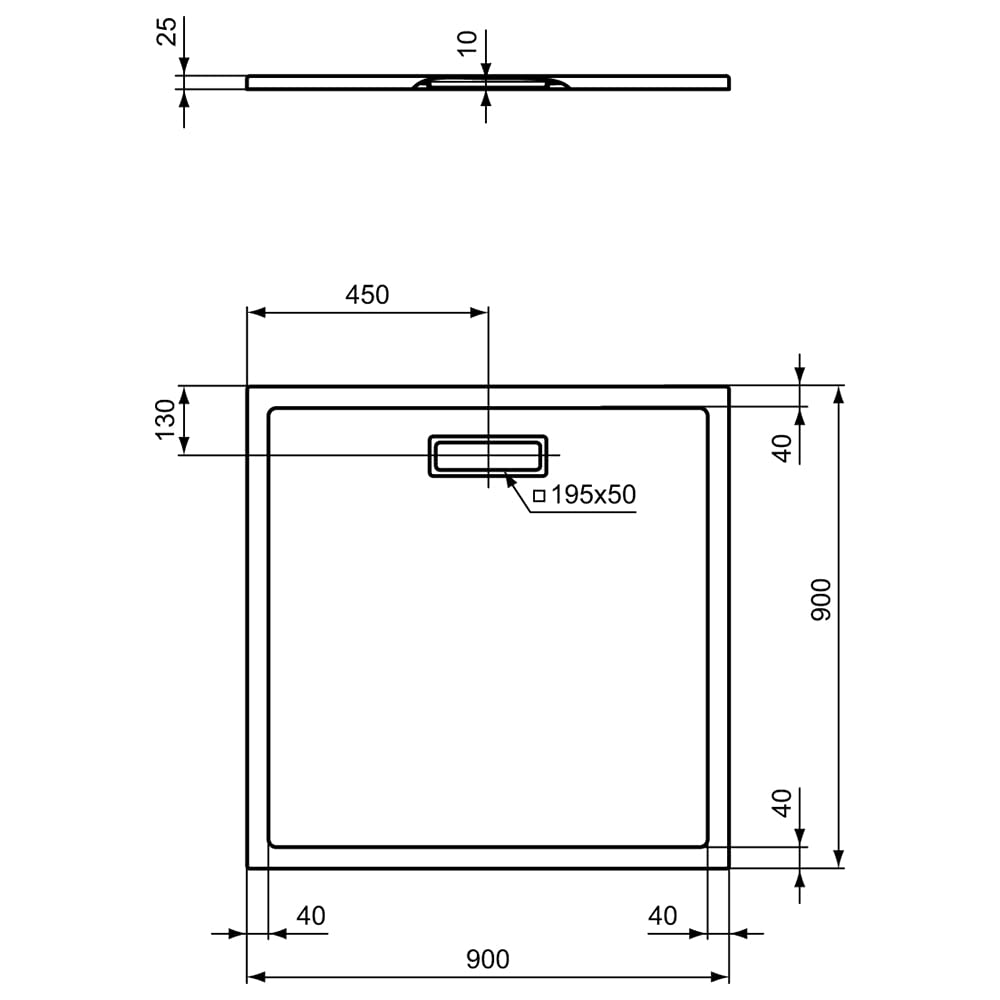Ideal Standard T446701 Receptor cuadrado ultra plano, color blanco