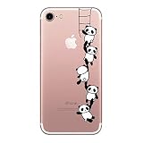Caler Coque Compatible/Remplacement pour iPhone SE 2020/iPhone 8/iPhone 7 4.7'',Transparent Silicone TPU Souple Mignon Design Etui Case,Ultra Mince Anti-Choc Protection Housse Cover,Panda échelle