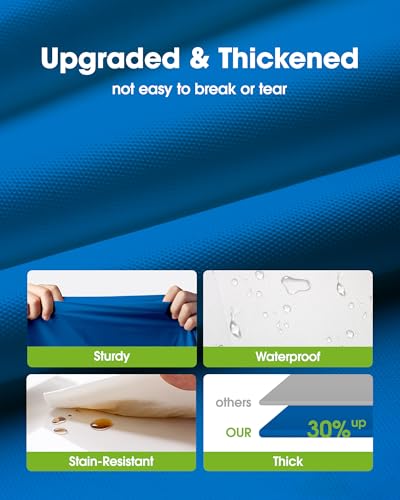 Image of Pureegg Plastic Table Cloth Disposable 6 Pack, 54 x 108 Inch, Blue | Patriotic Party, Veterans Day, Independence Day, Waterproof, Blue, Tablecloth