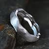 NicoWerk Damen Silberring Gebürstet aus 925 Sterling Silber Bandring Matt Gewellt Schmal Schlicht Dezent Edel Elegant Asymmetrisch Glatt SRI978 #1