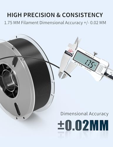 Image of RAMBERY Black PLA+ 3D Printer Filament 1.75mm 1kg Spool, Toughness Upgraded 3D Printing Filament, Neatly Wound Fit Most FDM Printers