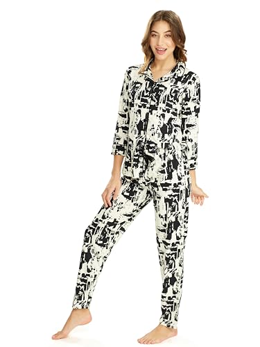 Image of LOTIK Women's Cotton Geomatric Printed Shirt & Payjama Nightsuit Set