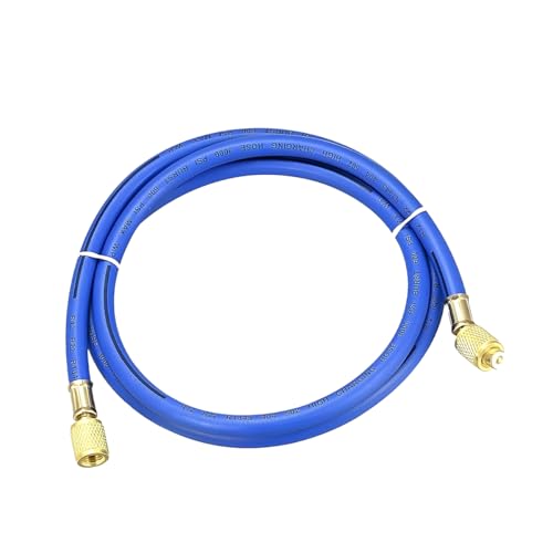 Zpana Car AC Refrigerant Charging Hose, R134A R22 3.28Ft Length 500PSI Vehicle HVAC Tube with 1/4'' SAE Flare, Air Conditioner Refrigeration Gauge Hose, Universal Automotive Accessoriess (Blue)