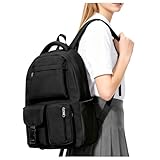 HYC00 Mochilas Escolares Adolescentes Niña Mochila Instituto Mochilas Tipo Casual Impermeable Mochila Universidad Mujeres para Portatil 14 Pulgadas Backpack Ligera School Bag Viaje Daypacks,Negro
