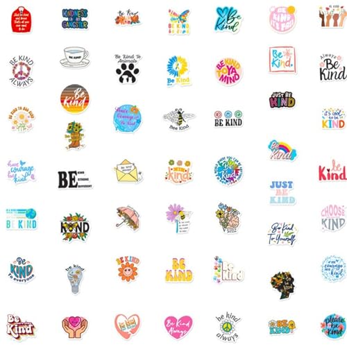 50PCS Kindness Stickers for Kids,Inspirational Quote Stickers Be Kind Sticker Bulk Gifts for Teens Adults,Kindness Motivational Sticker for Water Bottle Laptop - Thumbnail 4