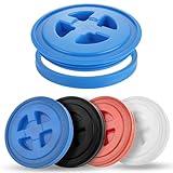 4PCS 5 Gallon Screw Top Lids, Leak-Proof Seal Lids Bucket for Pet Food Storage Container Lids, Paint Storage, 5 Gallon Screw Top Lids for Plastic Bucket Compatible with Gamma,4 Color
