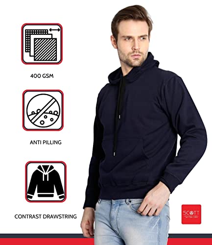 Image of Scott International Men's Solid Cotton Hoodies for Men, Trendy and Comfortable Sweatshirts for Men, Stylish Winter Wear with Hood and Pockets, Fashionable Hooded Sweatshirts