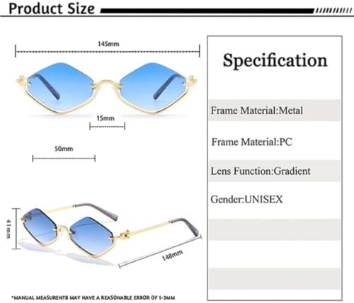 Fashionable and Trendy Metallic Unisex Prismatic Half-frame Sunglasses Uv400 Personalized Design Sunglasses Ideal for Gifts image 5