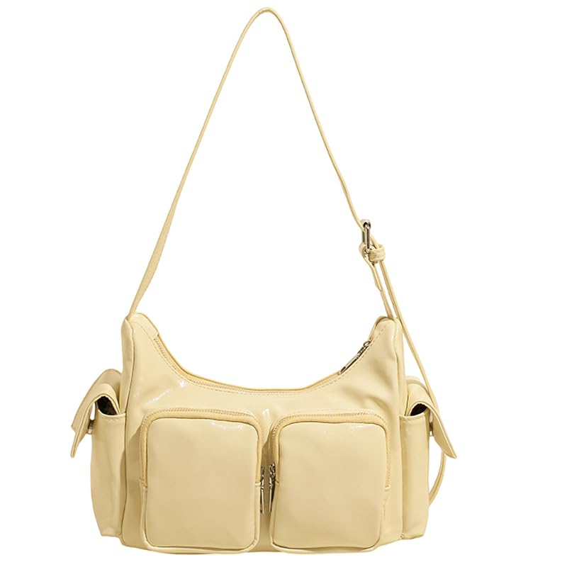 Women Leather Shoulder Bag, Multi-Pocket Hobo Bag for Work, Casual Crossbody Purse, Trendy Tote Handbag with Top Handle for E