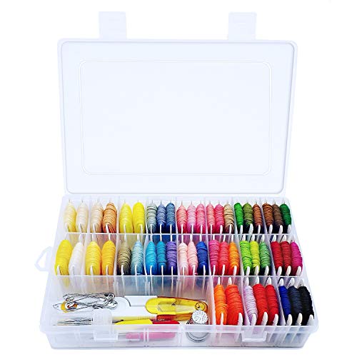 Embroidery Floss Friendship Bracelet Floss - Peirich Bracelets String Kit with Organizer Storage Box 54 Colors Crafts Floss with Color Number and Floss Bobbins 38 Pcs Cross Stitch Tools