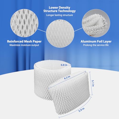 Extolife 6 Pack WF2 Humidifier Filters for Vicks Humidifier V3100 V3500 V3600 V3700 V3800 V3850 V3900, for Honeywell HCM-350 HCM-630 HCM-300T, for Kaz 3020, for Sunbeam 1118 1119, ECM-250i, ECM-500 - Thumbnail 2