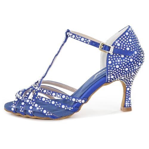 Image of Latinsoul Y205-34 Women's Crystal Embellished Latin Dance High Heel Shoes - Stylish Design Adjustable Ankle Strap Dance Shoes