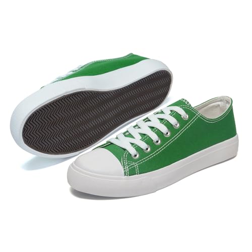 Canvas Shoes for Women Casual Low Top Green Sneakers Fashion Womens Tennis Shoes, Green, Size 7.5