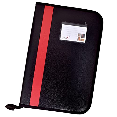 Image of FutureX PU Leather 20-Leaf File Folder, Plain Strip Interview Portfolio Professional Files Zipped Folders, Document Holder Organizer Leaf Certificate File Holder (Pack of 1, Multicolor, FS Size)