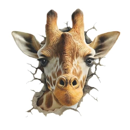 Vinilo decorativo 3D realista de jirafa desmontable para pared