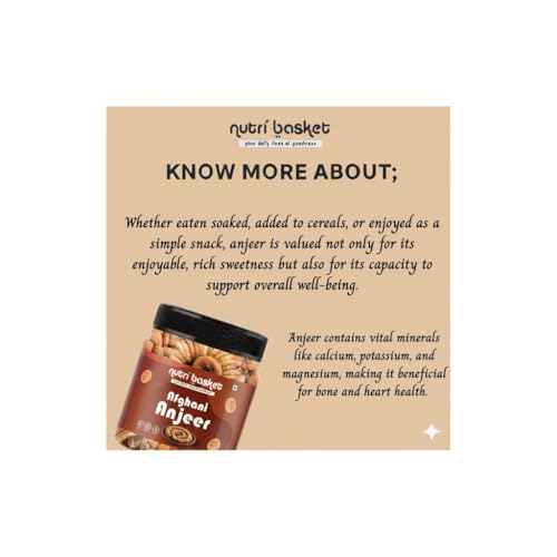 Image of Nutri Basket Premium Anjeer | Healthy Dried Figs | No added Sugar | Rich Source of Fibre | Healthy Snacks | Low in Fat | Jar Pack (200gm)