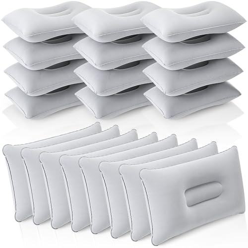 Geelin 20 Pack Inflatable Pillows for Camping Charity Donations, Grey