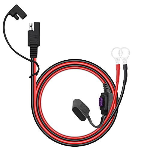 Goupchn Kit Cavo Prolunga Batteria SAE 10 AWG - 1 Metro, Con Terminali A O, Fusibili 15A/20A/30A E Adattatore Di Polarità