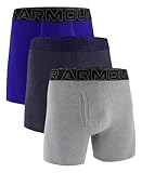 Under Armour 3-Pack Performance Cotton Boxer Brief, 6' Inseam, All-Day Comfort & Ultra-Soft Ropa Interior de Hombres, Midnight Navy-Core, XL (Pack de 3)